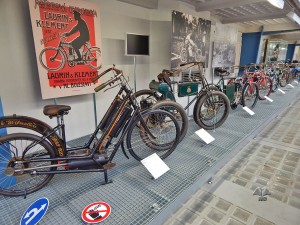 Old motorcycles at National Museum of Technology in Prague