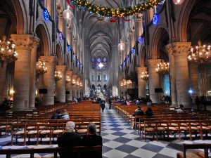 Inside of the Notre Dame Cathedral in Paris