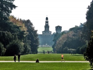 Sempione Parka and the Sforza Castle in Milan