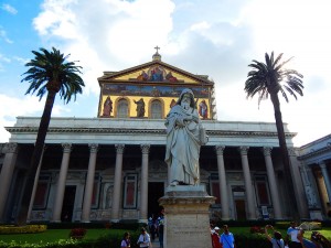 Beautiful gardens of Basilica of Saint Paul in Rome