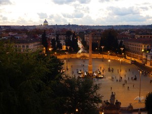 View from terraces of Piazza del Popolo in Rome