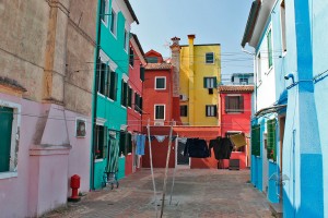 Characteristic colorful houses of the Burano Island
