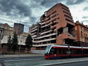 Bombed buildings by NATO in Belgrade