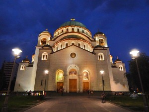 Temple of Saint Sava by night