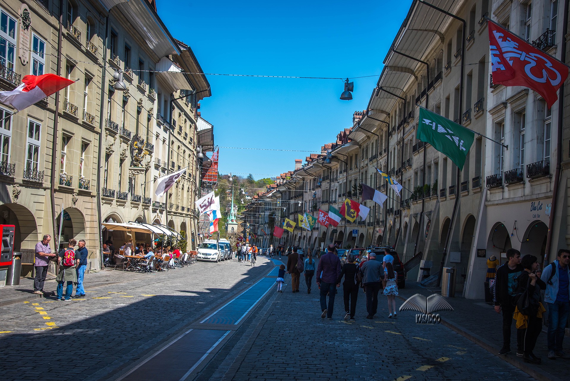 Kramgasse sokak-tarihi merkezi Bern