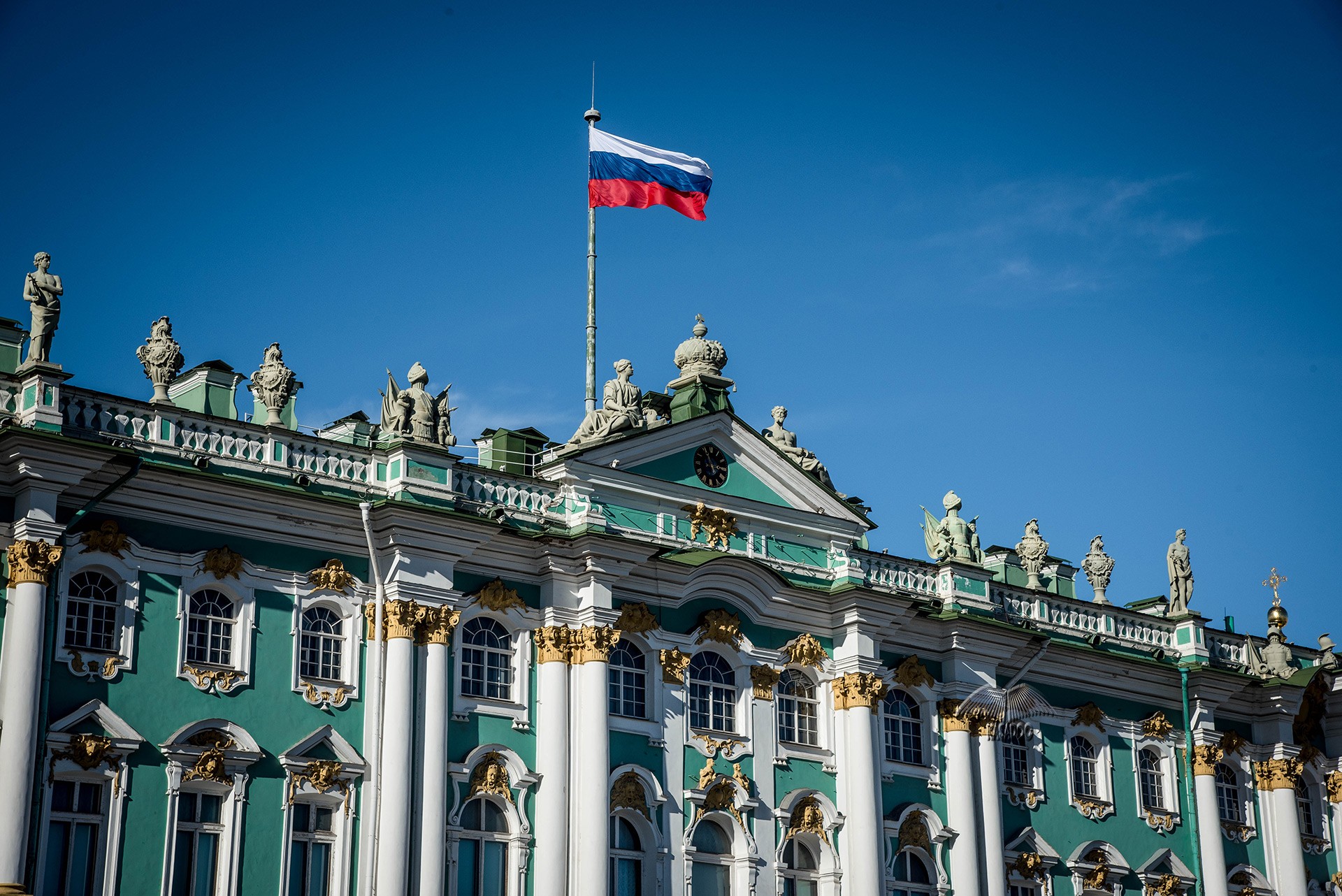Waving Russian Flag On The Top Of The Hermitage Museum In St. Petersburg,  Russia Stock Photo, Picture and Royalty Free Image. Image 150523844.