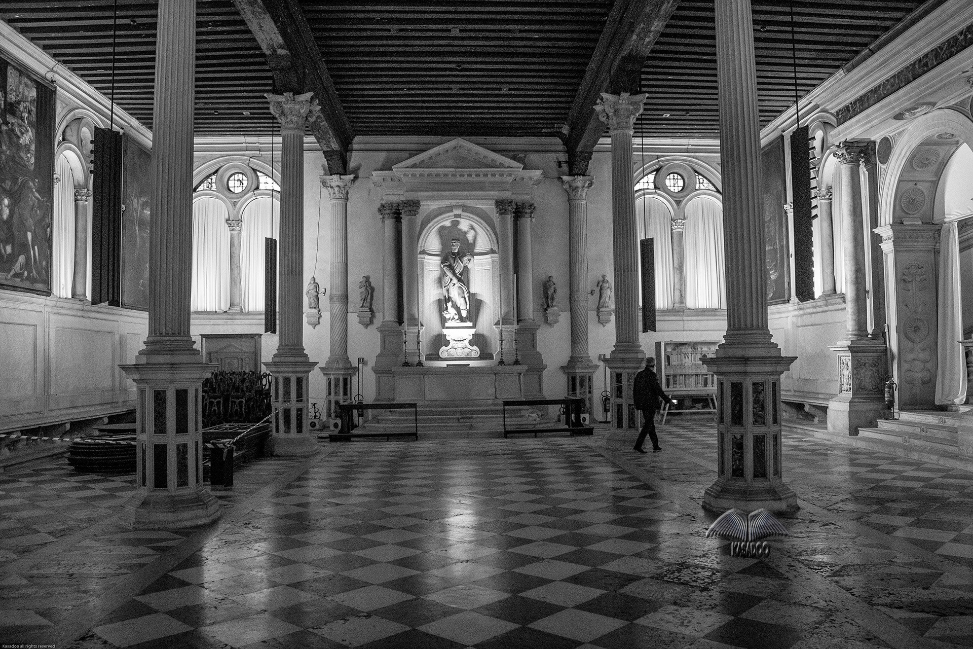 The Lower Floor in Great School of San Rocco in Venice-Italy