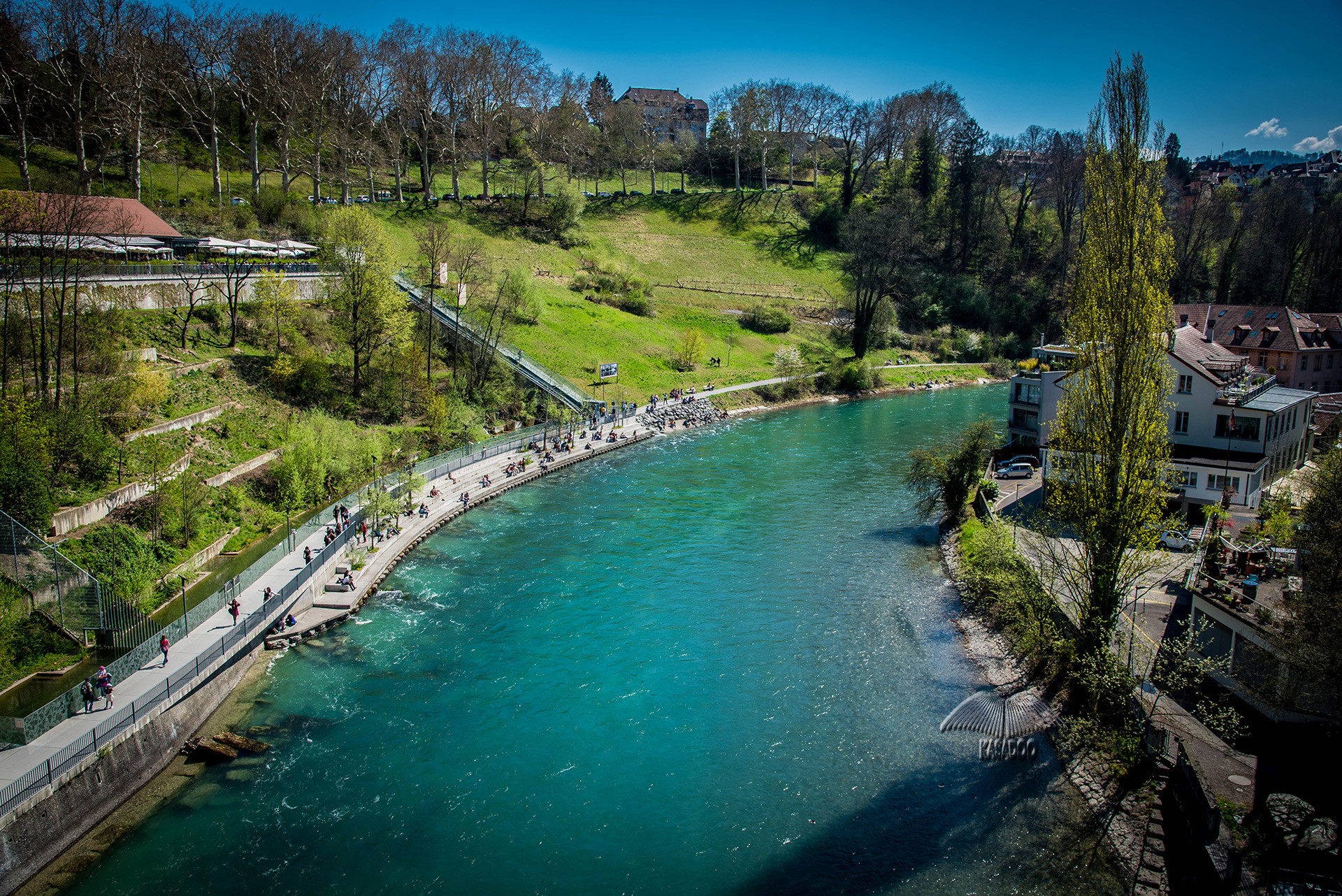 Bern ve Aare nehrinin görünümü-İsviçre