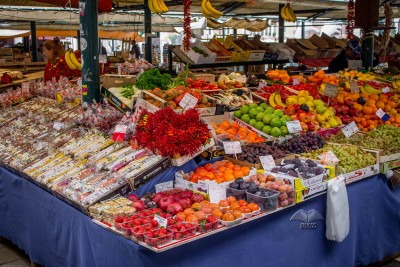 In Rialto Market visitors can find all sort of fruits and vegetables-Venice-Italy