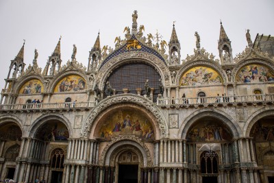 Rooftops and lavish decoration on St Mark’s Basilica in Venice