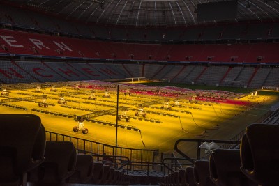 Grass maintenance at Bayern Munich Stadium
