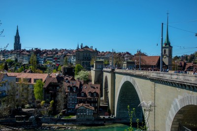 The Nydegg bridge spreads over the river Aare-Bern-Siwtzerland