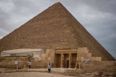 The entrance to the Great Pyramid of Khufu