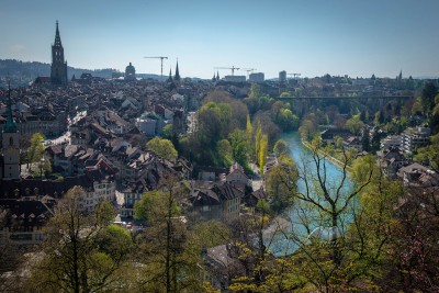 The view from the bridge Nydeggbrücke in Bern-Switzerland
