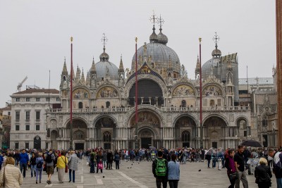 View of Basilica of Saint Mark on the main square Saint Mark in Venice-Italy