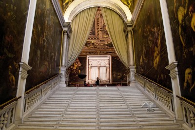 Works of art by Titian and Palma il Giovane in Great School of San Rocco-Venice-Italy